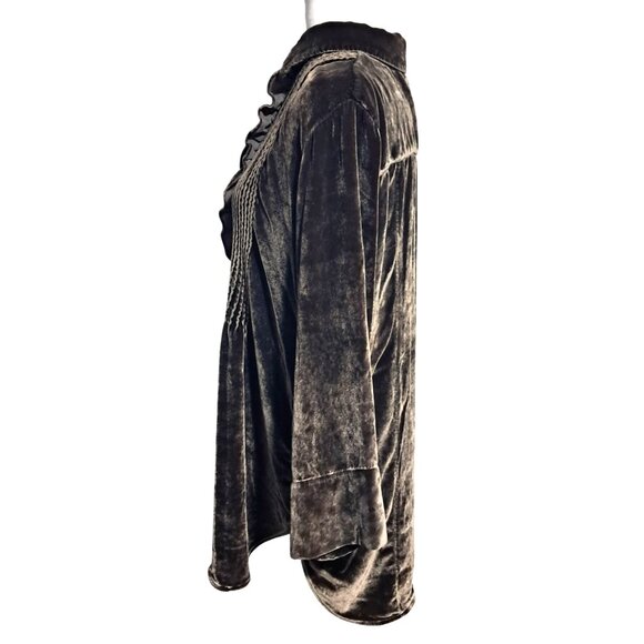 Soft Surroundings Velvet Top Womens Size L Boho Ruffled Tunic - Picture 4 of 14